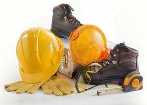 Industrial Protective Workwear. Includes Hard Hat, Gloves, Shoes, Ear Muff and Eyewear.